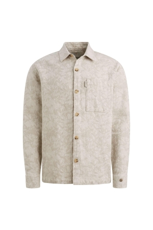 Cast Iron LONG SLEEVE SHIRT Jacquard 2 tone 7178 White onyx