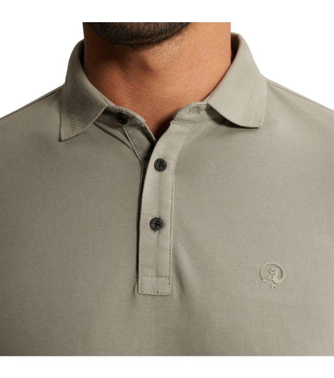 Cast Iron Short sleeve polo slim fit fine pi 6478 Dried sage