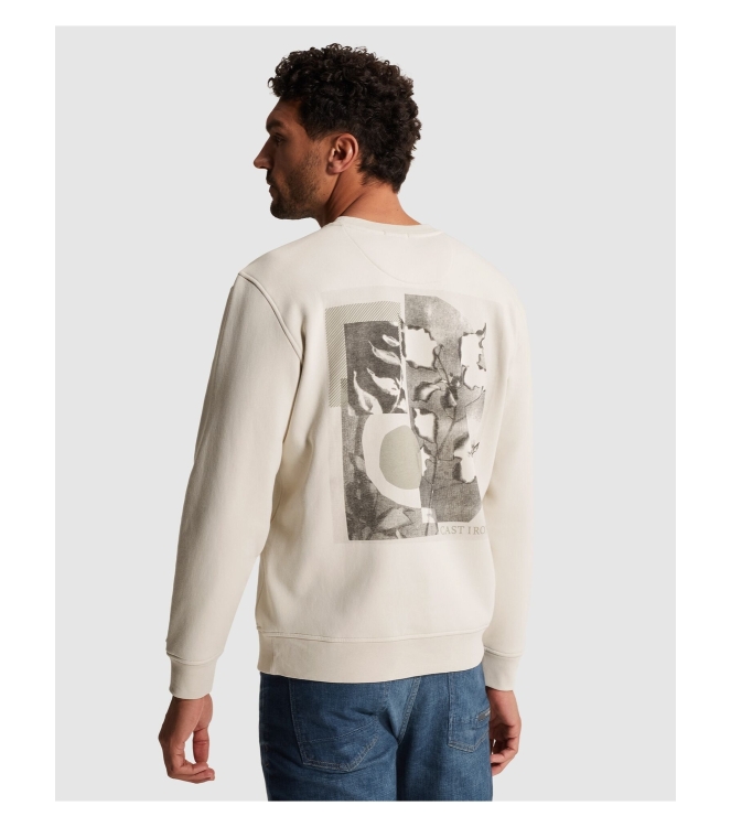 Cast Iron Long sleeve r-neck relaxed fit gra 7178 White onyx