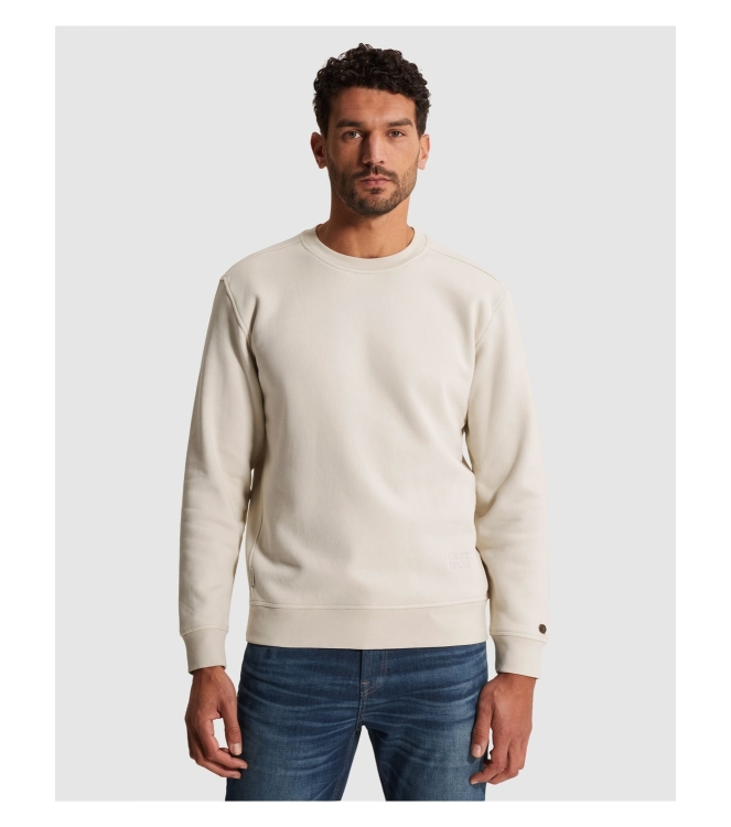 Cast Iron Long sleeve r-neck relaxed fit gra 7178 White onyx