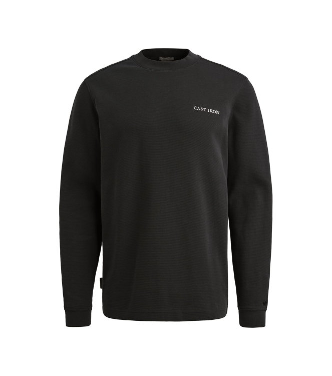 Cast Iron Long sleeve r-neck regular fit str 9159 Black sand