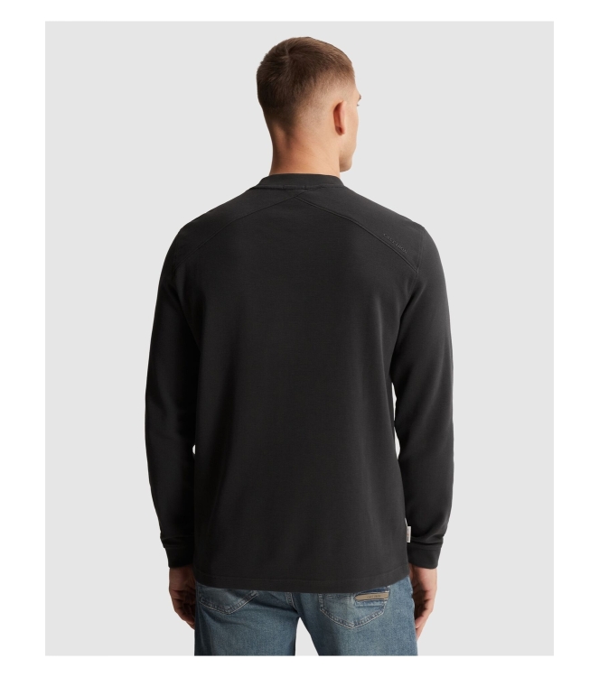 Cast Iron Long sleeve r-neck regular fit str 9159 Black sand