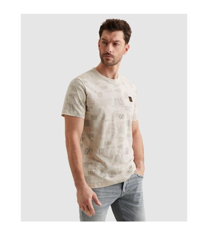 PME Legend Short sleeve r-neck aop cotton slu 7013 Bone white