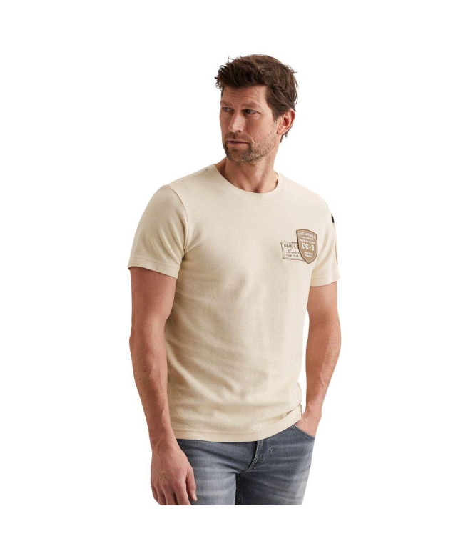 PME Legend Short sleeve r-neck structured piq 7013 Bone white