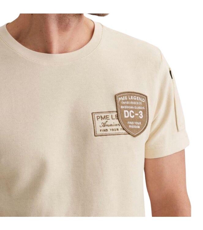PME Legend Short sleeve r-neck structured piq 7013 Bone white