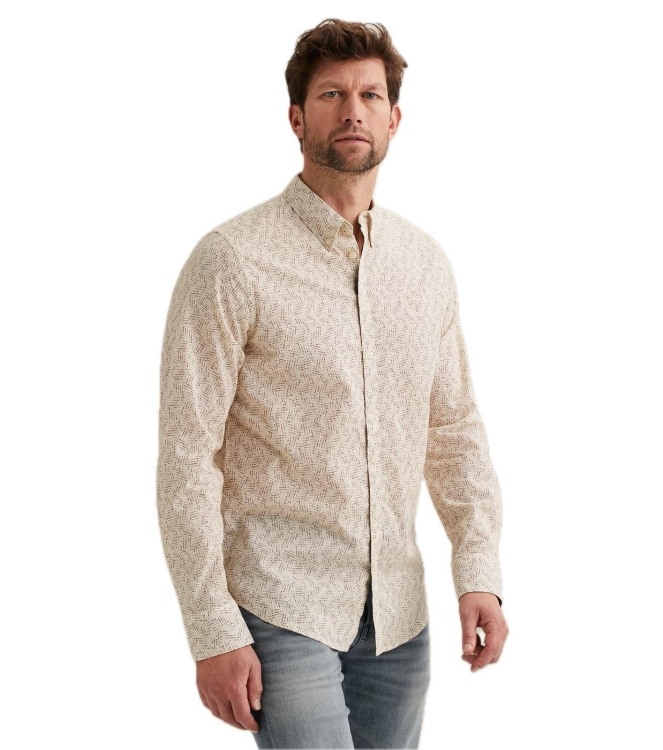 PME Legend LONG SLEEVE SHIRT Aop On Ctn Slub 7013 Bone white