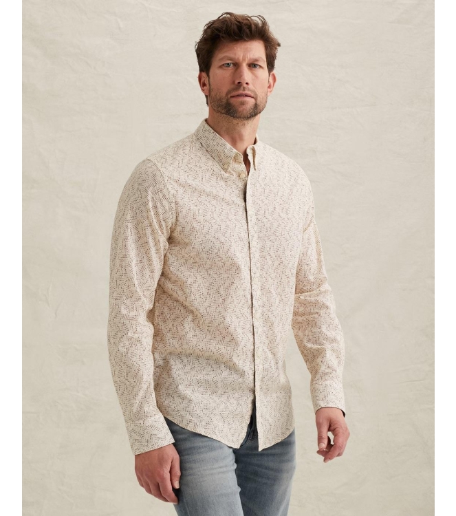 PME Legend LONG SLEEVE SHIRT Aop On Ctn Slub 7013 Bone white