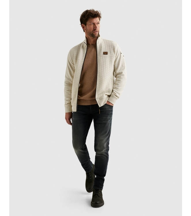 PME Legend Zip jacket jacquard interlock fren 910 Bone white melee