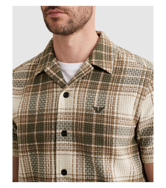 PME Legend Short Sleeve Shirt Waffle Big Chec 6150 Thyme