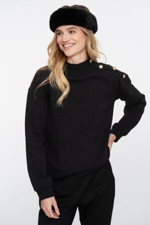 Geisha Sweater with buttons at shoulder 000999 Black