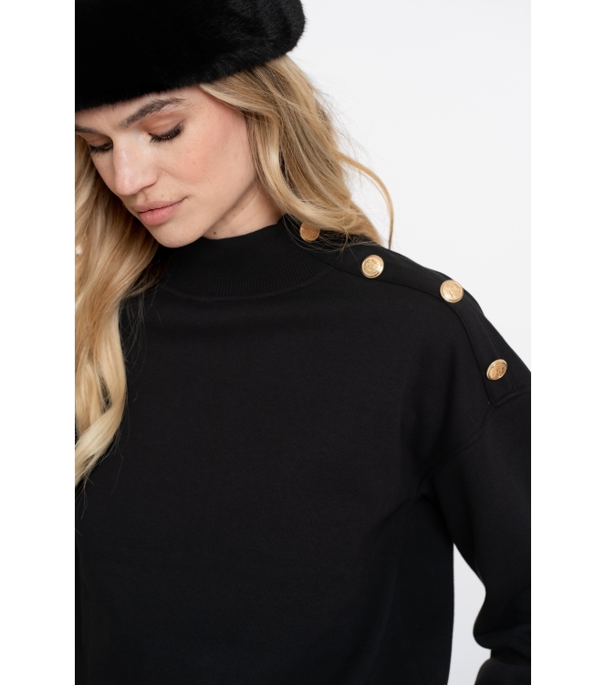 Geisha Sweater with buttons at shoulder 000999 Black