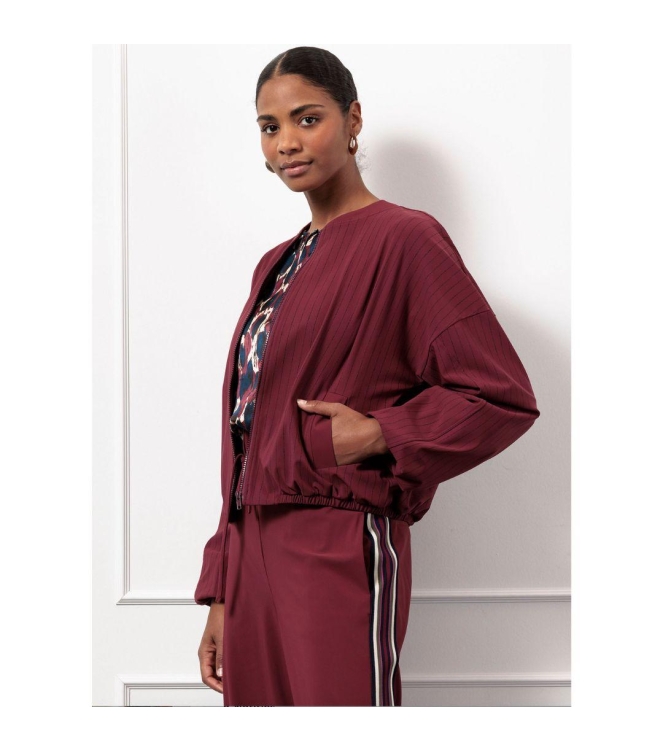 Studio Anneloes Storm stripe bomber jacket 3069 bordeaux/dark blue