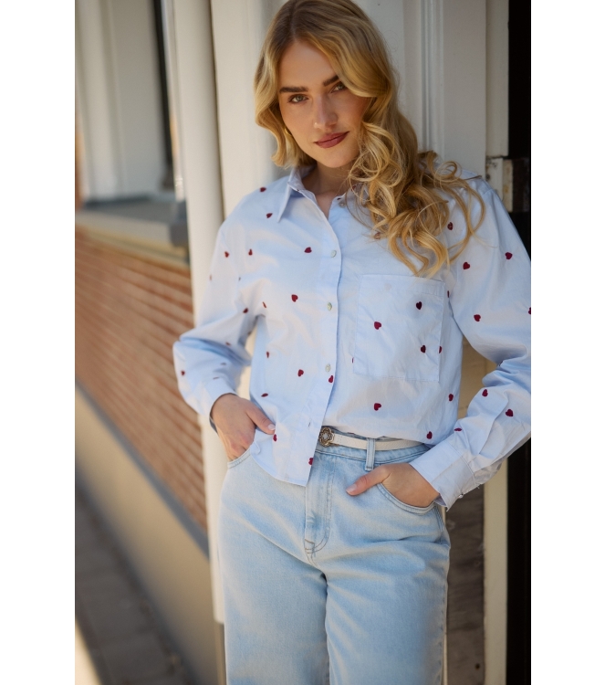 NUKUS Sorrento Blouse Heart 371 sky/kiss