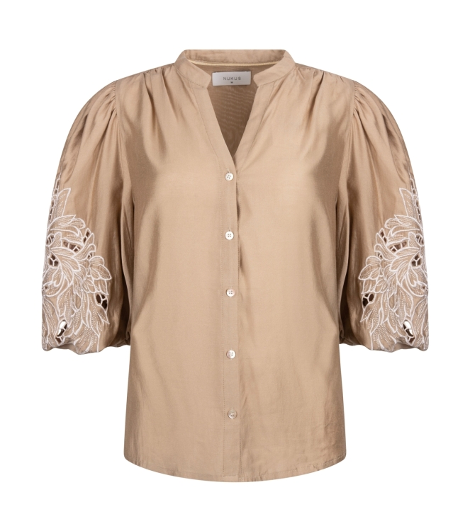 NUKUS Rosie Blouse Embrodery 64 camel