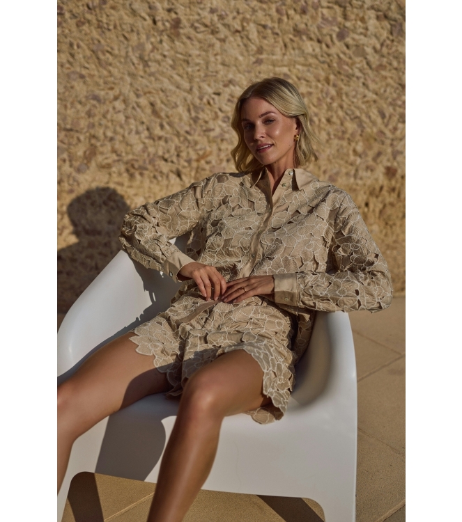 NUKUS Chloe Blouse Flower 239 sand/gold