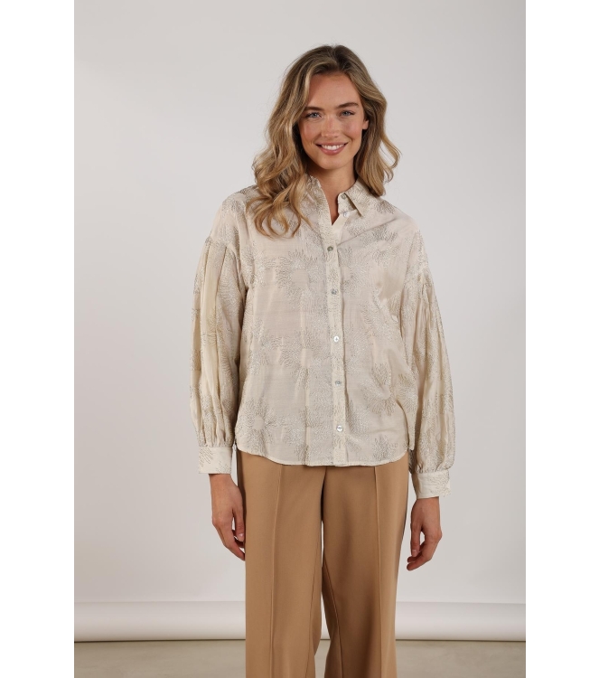 NUKUS Nola Blouse Embroidery 126 offwhite/gold
