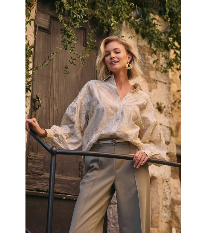 NUKUS Nola Blouse Embroidery 126 offwhite/gold