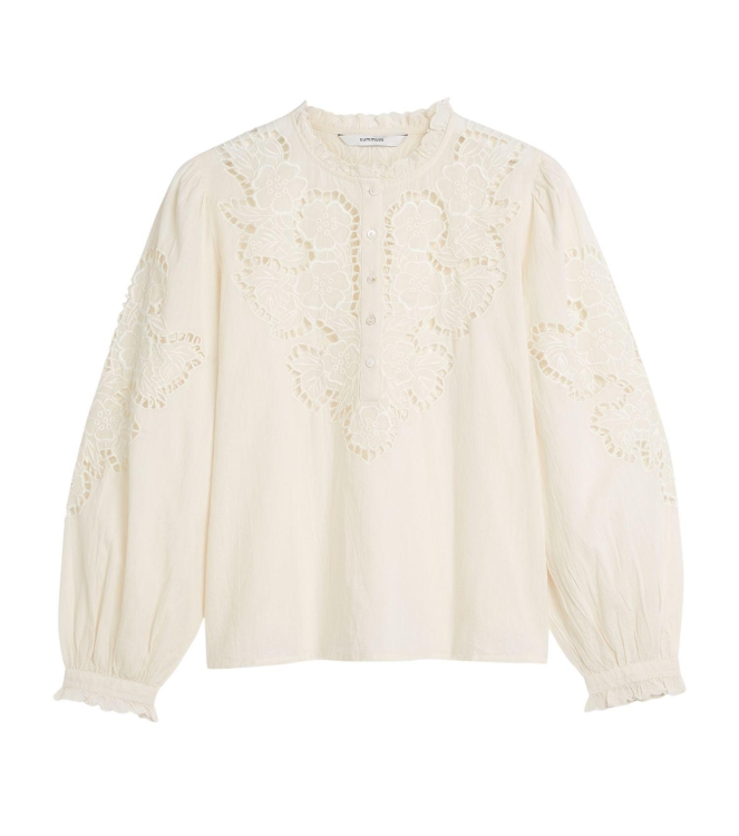 Summum Woman Top Embroidered cambric cotton 122 Ivory