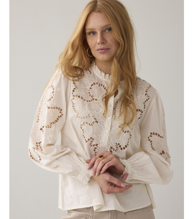 Summum Woman Top Embroidered cambric cotton 122 Ivory