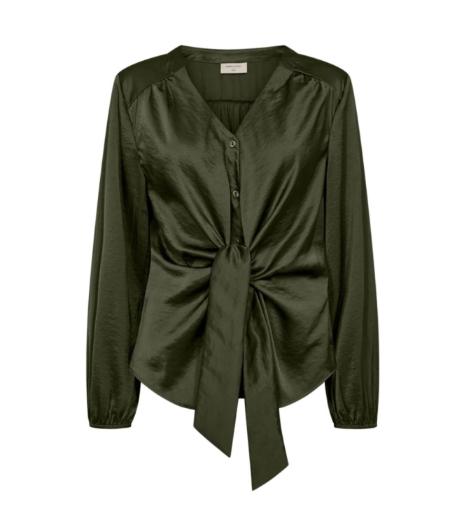 Freequent Sateen blouse Kombu Green