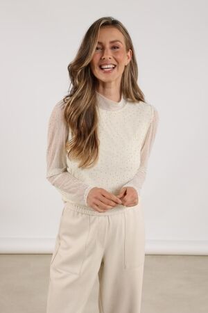 NUKUS Puck Top Strass 17 off white