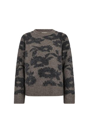 Freequent Jaquard pullover Morel mel w.med.grey melange