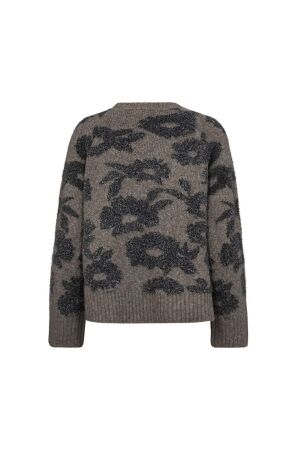 Freequent Jaquard pullover Morel mel w.med.grey melange