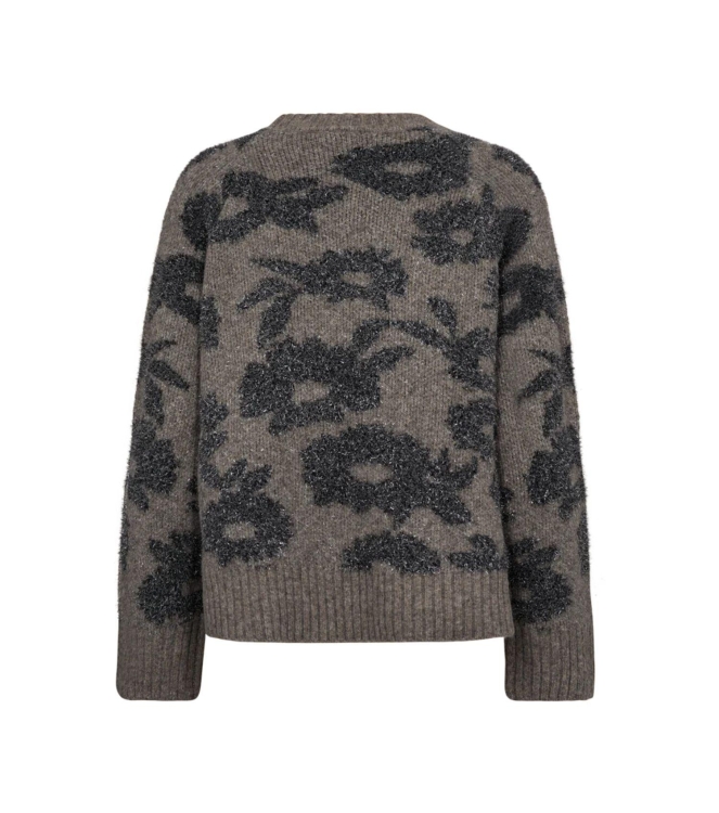 Freequent Jaquard pullover Morel mel w.med.grey melange