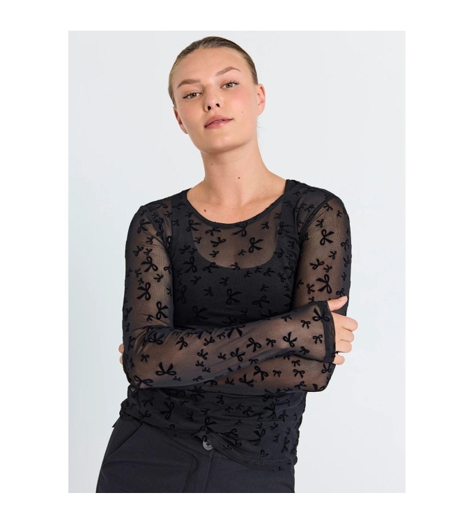 Freequent Flock printed mesh Black