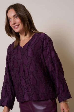 Studio Anneloes Madison jacquard top 3800 blackberry