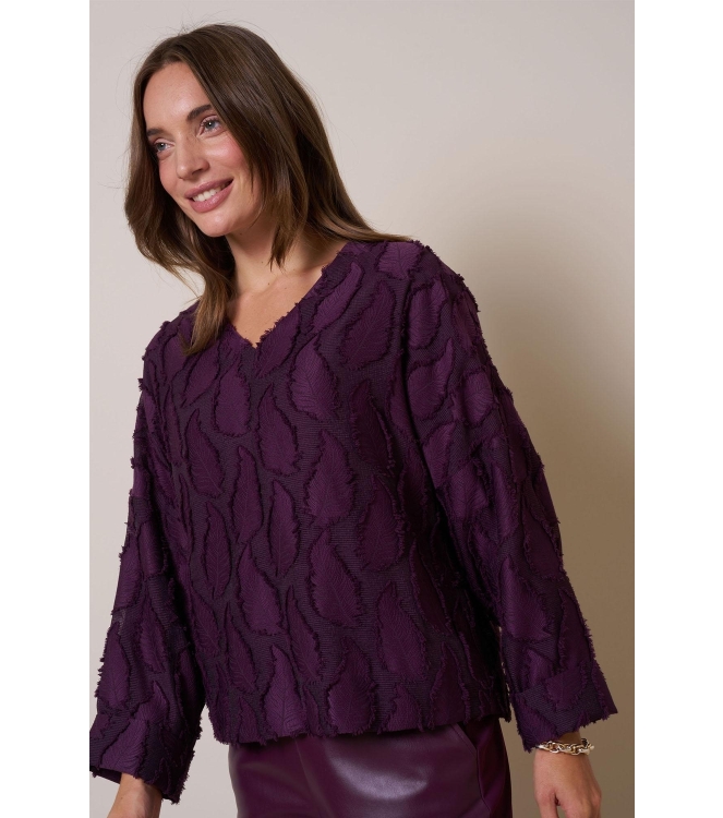 Studio Anneloes Madison jacquard top 3800 blackberry