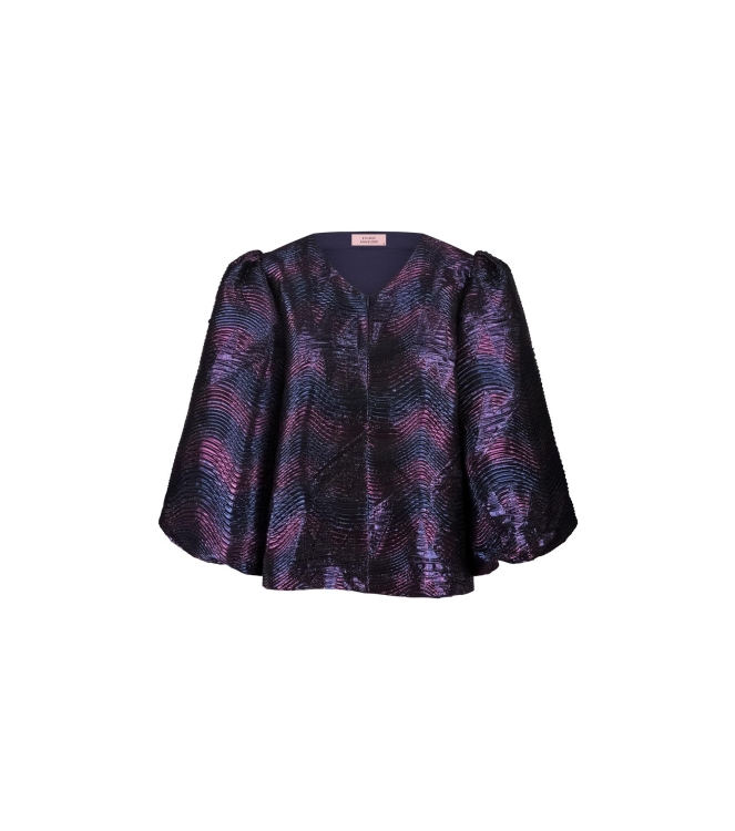 Studio Anneloes Eliza wave jacquard top 6945 dark blue/ vintage berry