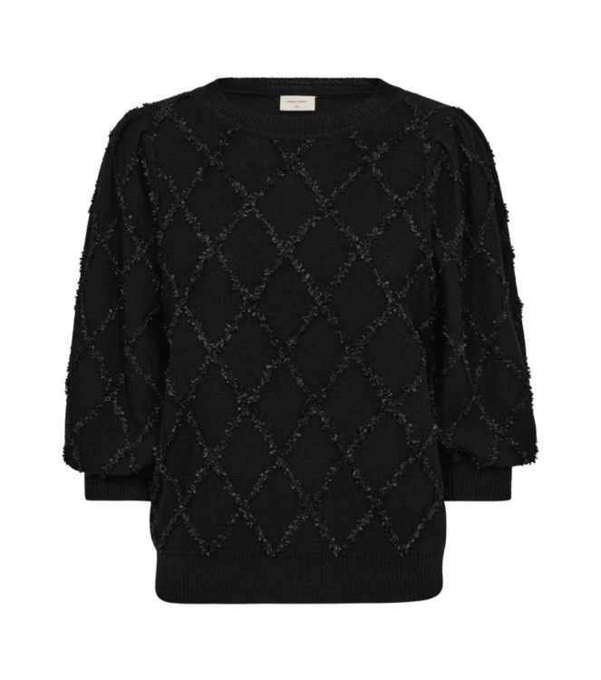 Freequent Effect yarn, puff sleeve Black
