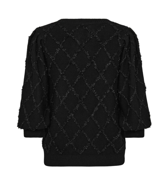 Freequent Effect yarn, puff sleeve Black