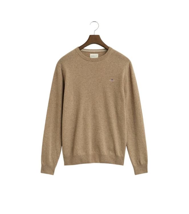 Gant Superfine Lambswool Crew Neck Sweater 295 dk. sand melange