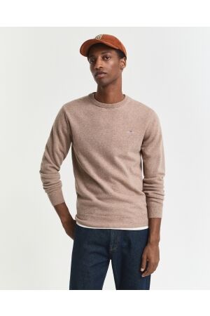 Gant Superfine Lambswool Crew Neck Sweater 295 dk. sand melange