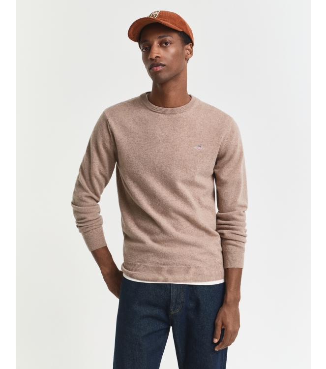 Gant Superfine Lambswool Crew Neck Sweater 295 dk. sand melange
