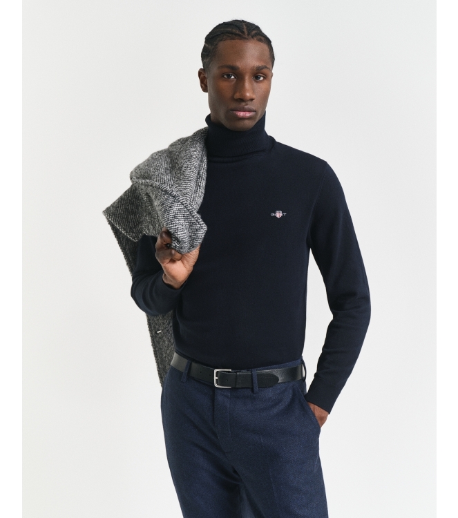 Gant Classic Cotton Turtleneck Sweater 433 evening blue