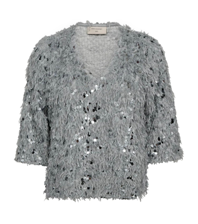 Freequent jersey w. sequin end feather yarn High rise w. silver
