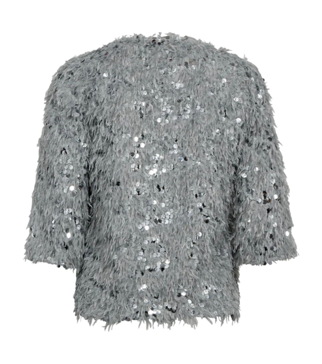 Freequent jersey w. sequin end feather yarn High rise w. silver
