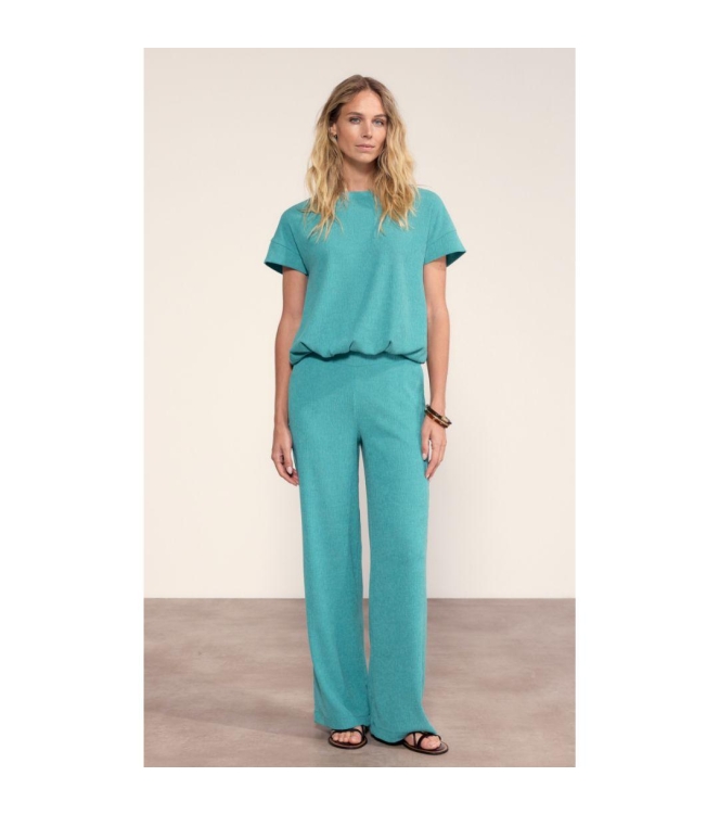 Tramontana Crinkled Wide-Leg Trousers 005835 Deep aqua blue