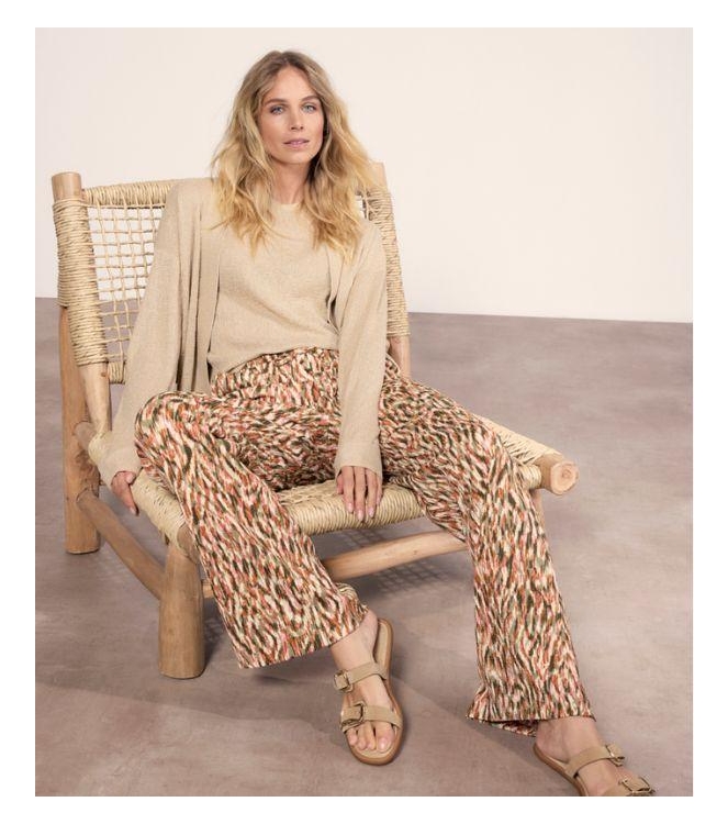 Tramontana Wide-Leg Trousers Animal Brush 100001 Print aloe