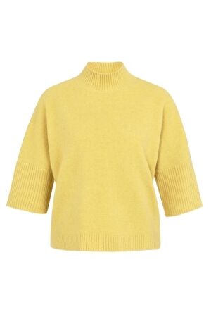 Yaya Trui met geribde driekwart mou 406262 Dried moss green mel