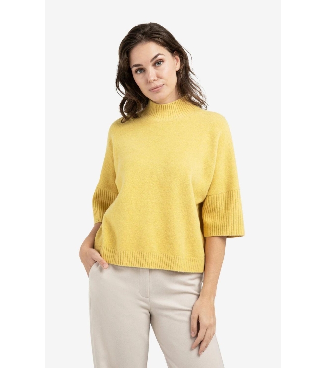 Yaya Trui met geribde driekwart mou 406262 Dried moss green mel