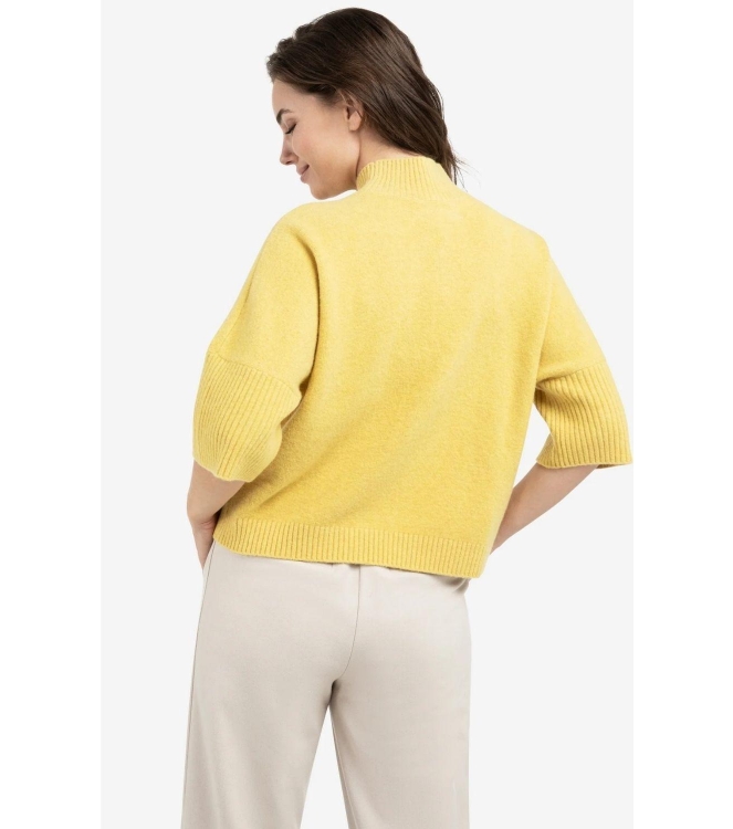 Yaya Trui met geribde driekwart mou 406262 Dried moss green mel