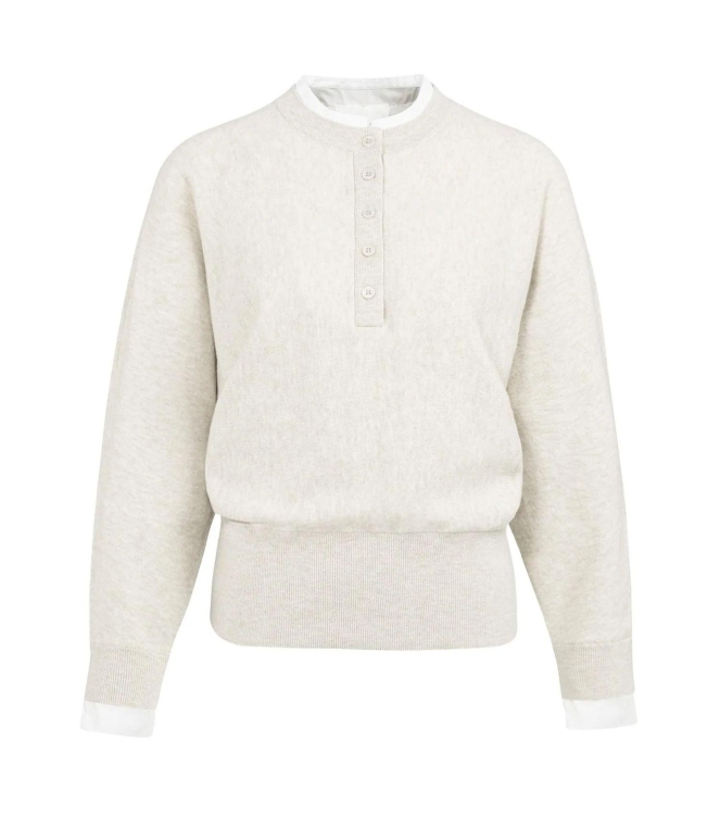 Yaya Sweater met kraagdetail 990402 HEeather grey mel