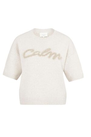 Yaya Gebreide trui met fluffy tekst 9907402 Heather mel