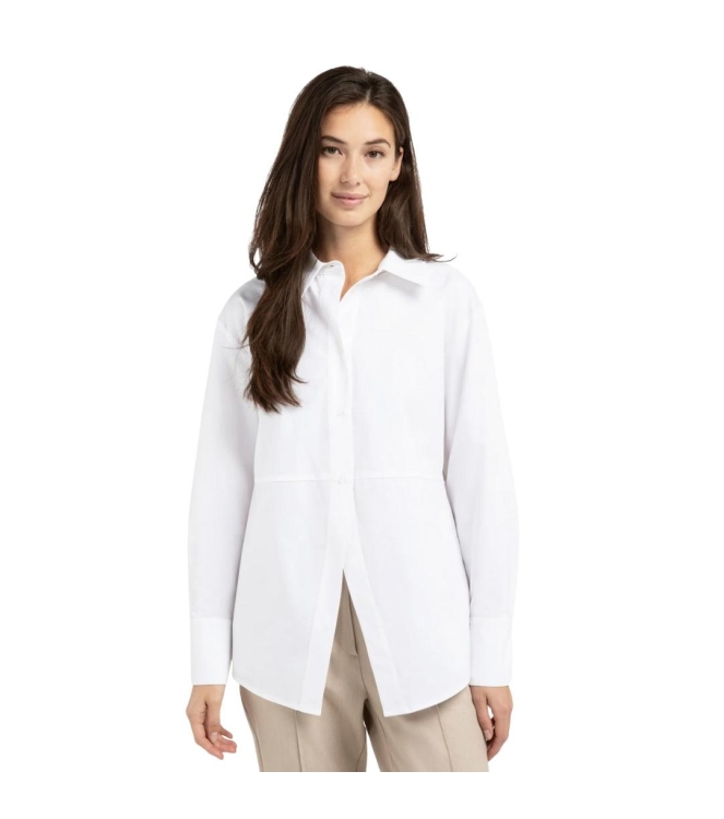 Yaya Poplin blouse met splitdetail 00000 Pure white