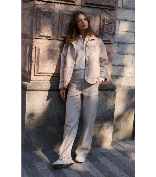 Yaya Cargo broek met rechte pijpen 513062 Oxford tan brown mel