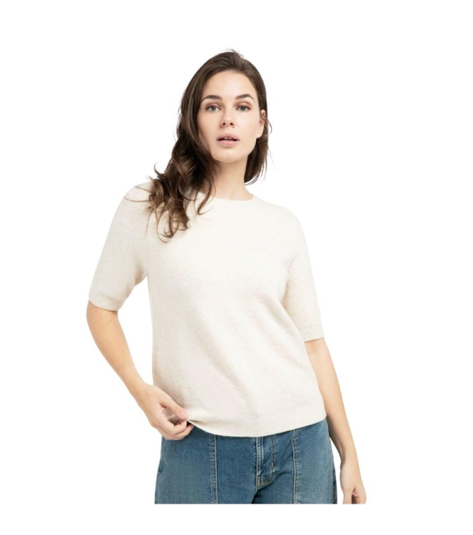 Yaya Zachte trui met korte mouwen 990442 Kit beige mel